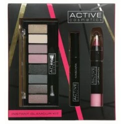 Active Cosmetics Instant Glamour Kit Confezione Regalo 6.5ml Mascara + 8 X 1.5g Ombretti + 3.3g Matita Labbra + Applicatore
